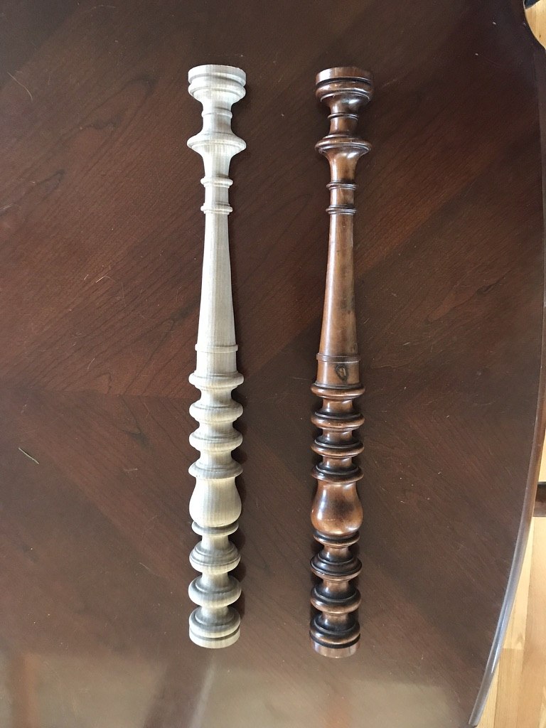 The copy next to the original baluster